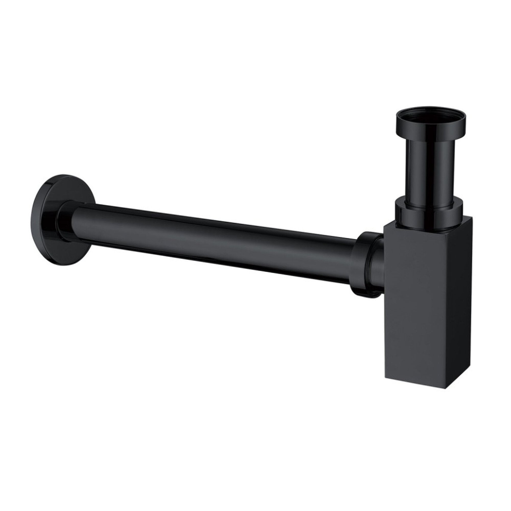 Матовый чёрный сифон-бутылка под парящей раковиной SLIM SINK